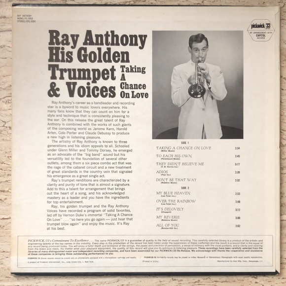 Ray Anthony His Golden Trumpet And Voices Vinyl Lp '66 - Picture 9 of 9